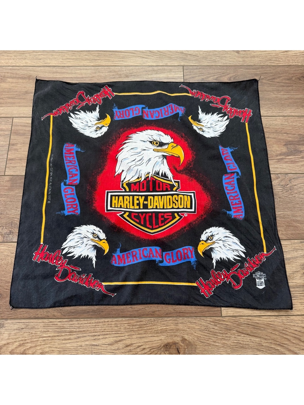 Vtg 90s Harley Davidson American Glory Eagle Bandana USA